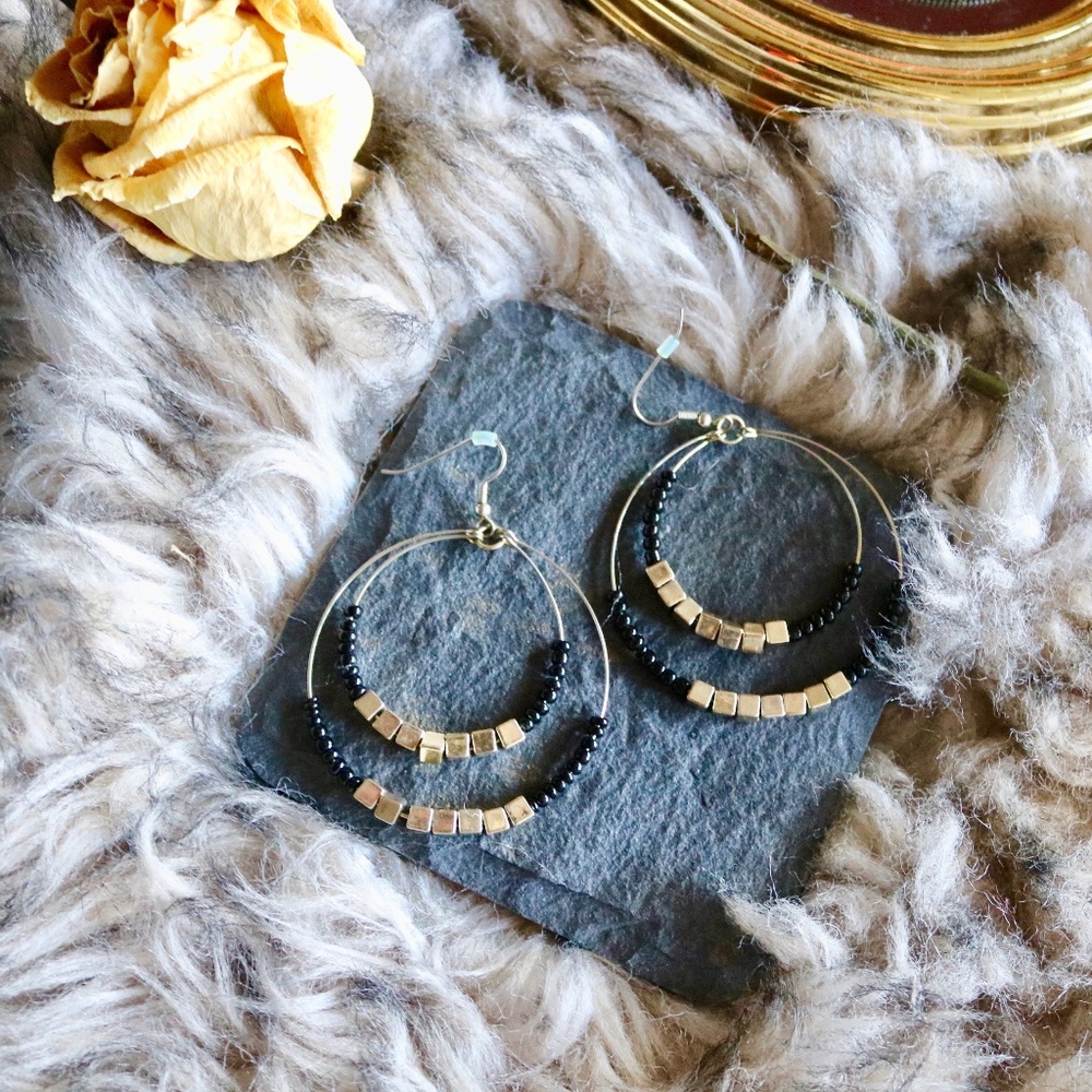 Circle or Square Gold Earrings